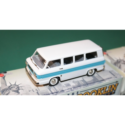 151 - 3 Brooklin 1:43 scale white metal models, BRK. 213x 1962 Corvair Greenbrier sport wagon 