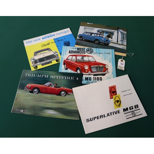 154 - 16 various car sales brochures and owners books from the 1950s and 60s. Includes, Triumph Spitfire 4... 