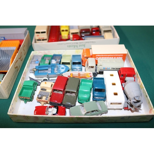 158 - 50 Wiking HO scale plastic vehicles. Including early Unimogs, some with snow ploughs, Mercedes - G W... 