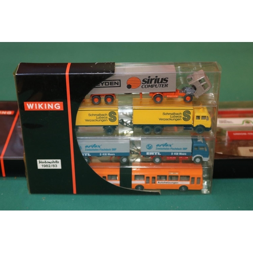 165 - 3 Wiking Werbemodelle sets. No.198302, 1982 /83. No.198402, 1983/84. No.198501 1984. All boxed, Cont... 