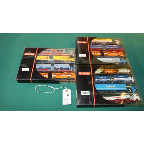 166 - 3 Wiking Werbemodelle sets. No.198302, 1982/83. No.198301, 1982/83. No.198401. All boxed. Contents l... 