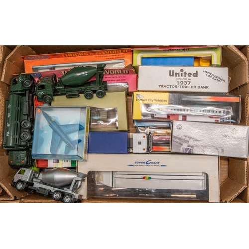 169 - Quantity of various makes. Includes a Corgi aircraft  1305 Grumman F-11A Tiger, 3X ERTL trucks of th... 