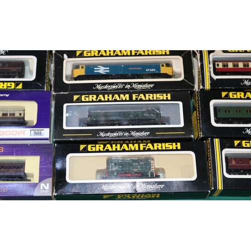 18 - N Gauge Graham Farish Model Railway.  3 BR diesel locomotives - Class 47, 'County of Hertfordshire',... 