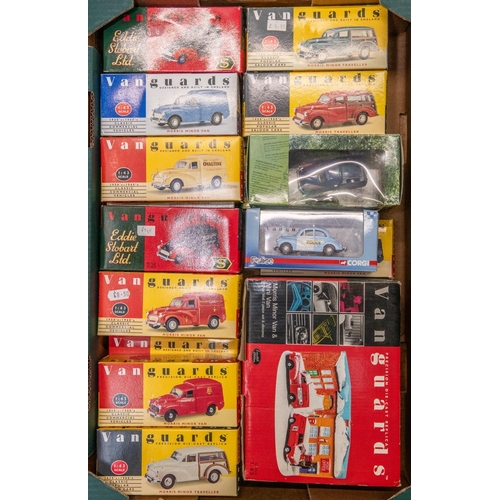 183 - 23 Vanguard models of Morris Minors. Royal Mail van set. 2x Eddie Stobart Morris vans, Hidden Treasu... 