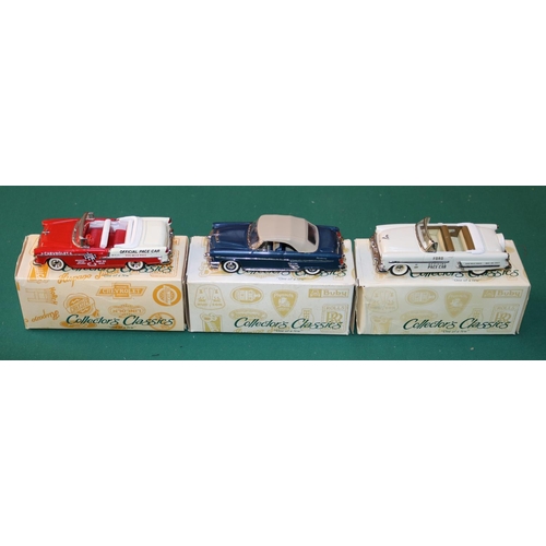 218 - 3 Collectors classics model cars in 1:43 scale. Chevy pace car, Ford 1953 pace car, and a Mercury 54... 