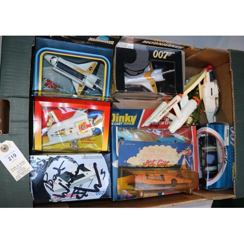 219 - TV & film related model by Corgi & Dinky. Includes, Dinky Pink Panther jet car, Corgi Buck Rogers st... 