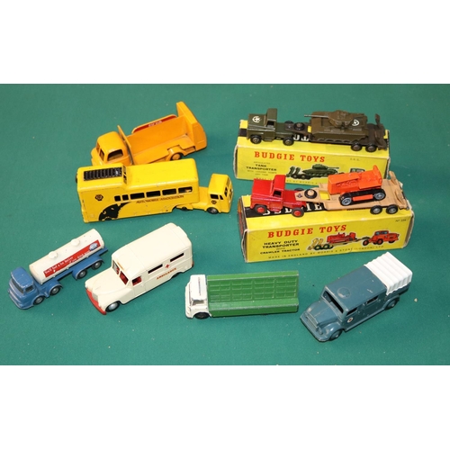 223 - 2 boxed Budgie models. Articulated tank transporter with loading ramps and tank. and a heavy duty tr... 