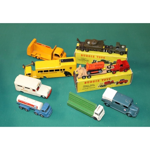 223 - 2 boxed Budgie models. Articulated tank transporter with loading ramps and tank. and a heavy duty tr... 