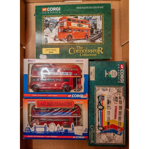 292 - 9 Corgi buses. To included the CC25908 last Routemaster with sights & sounds, CC26101 RT Double deck... 