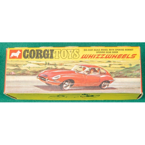 308 - 2 Corgi Toys Whizzwheels 4.2 Jaguar 'E' Type 2+2 (374). An example in and another in bright red, bot... 