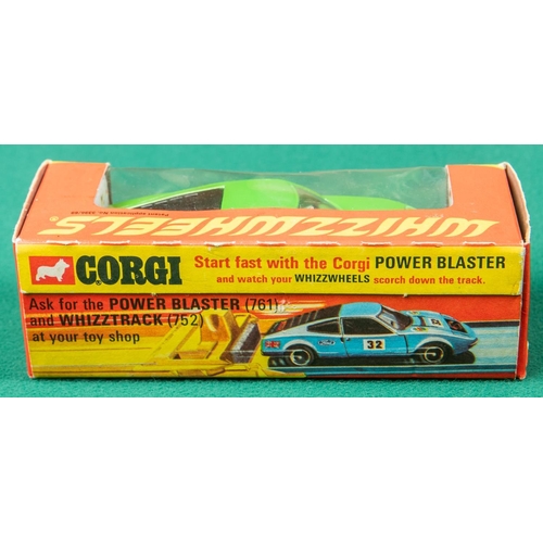 309 - 2 Corgi Toys Whizzwheels. Ford GT70 (316). In metallic lime green with black engine cover and white ... 