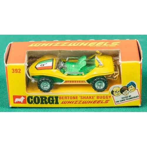 309 - 2 Corgi Toys Whizzwheels. Ford GT70 (316). In metallic lime green with black engine cover and white ... 