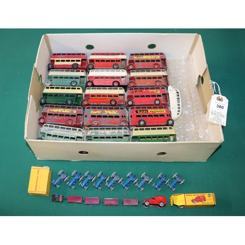 380 - 15 Dinky toys London buses in various conditions, some repainted and have damage together with an Ai... 