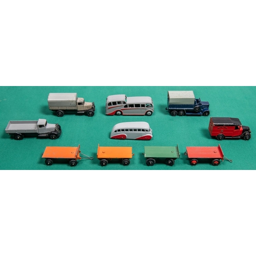 381 - 10 Dinky Toys. 6 Wheeled Transport Wagon in RN Blue with black wheels and grey tin tilt. 2x 25 Serie... 