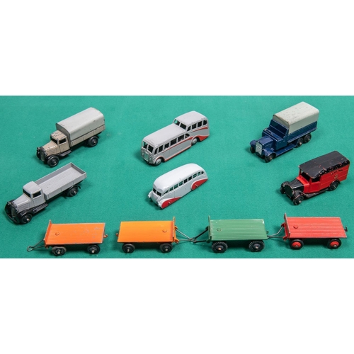 381 - 10 Dinky Toys. 6 Wheeled Transport Wagon in RN Blue with black wheels and grey tin tilt. 2x 25 Serie... 