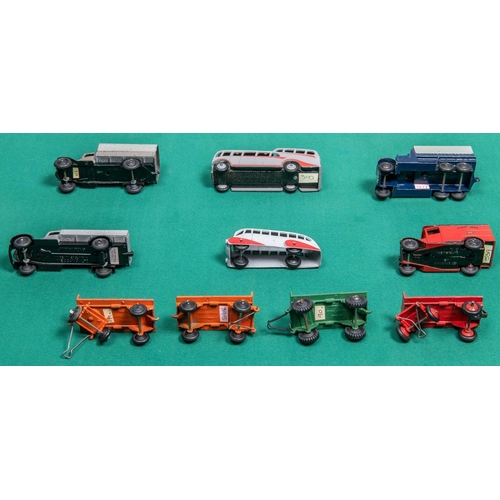 381 - 10 Dinky Toys. 6 Wheeled Transport Wagon in RN Blue with black wheels and grey tin tilt. 2x 25 Serie... 