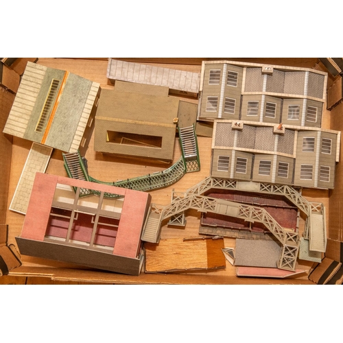 42 - A good quantity of OO gauge railway accessories. Including a good number of card lineside buildings ... 