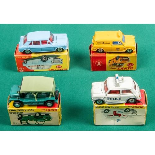 4 Dinky Toys. Morris 1100 (140), in light blue with red
