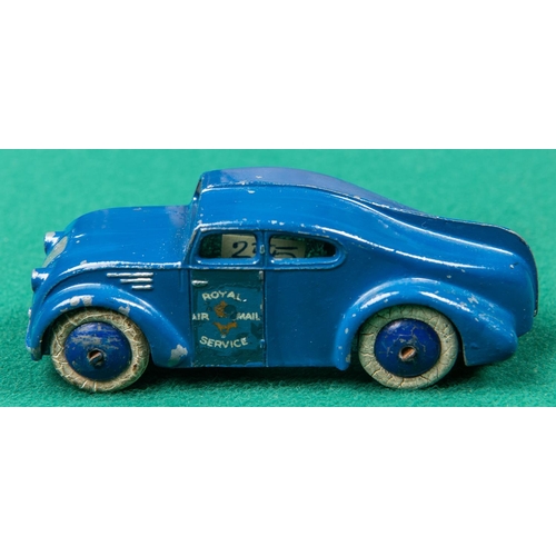 445 - A Dinky Toys Royal Air Mail Service van (34a). In mid blue with dark blue wheels and white tyres. GC... 