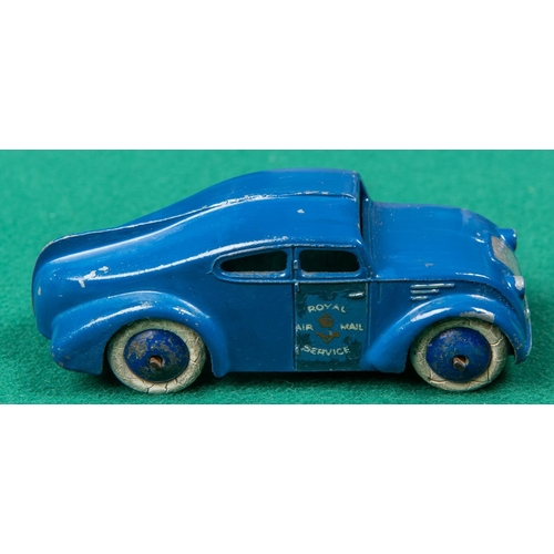 445 - A Dinky Toys Royal Air Mail Service van (34a). In mid blue with dark blue wheels and white tyres. GC... 