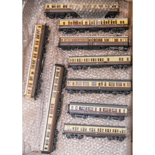 46 - An unusual OO gauge brass 2 rail electric GWR Steam Rail Motor, RN75. In chocolate and cream livery,... 