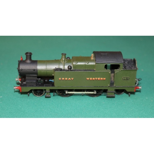 49 - A fine quality white metal/brass OO gauge 2-rail electric Great Western Class 36XX 2-4-2 tank Locomo... 