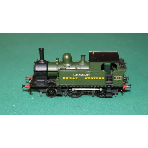 54 - A fine quality brass OO gauge 2-rail electric Great Western Andrew Barclay 2-4-0 tank Locomotive, 'L... 