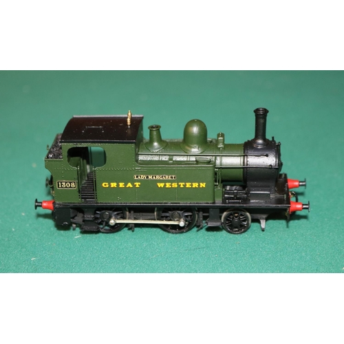 54 - A fine quality brass OO gauge 2-rail electric Great Western Andrew Barclay 2-4-0 tank Locomotive, 'L... 