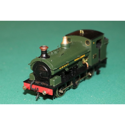 61 - A fine quality brass OO gauge 2-rail electric Great Western 0-6-0 saddle tank locomotive. RN 813. In... 