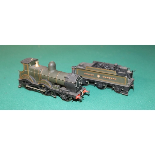 65 - A OO gauge 2 rail electric Great Western brass kit built Barnum Class 2-4-0 tender locomotive. RN 32... 