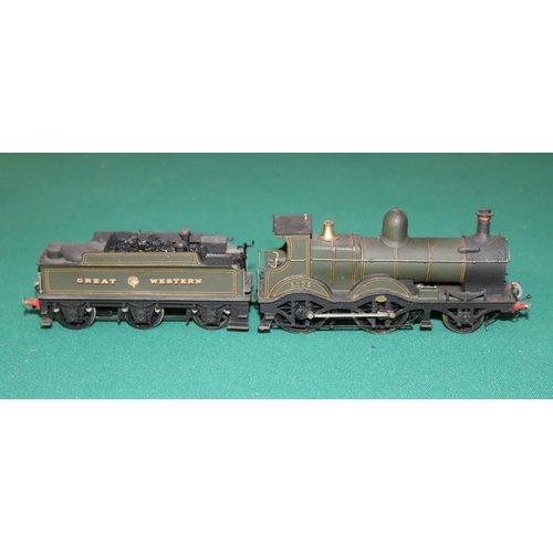 65 - A OO gauge 2 rail electric Great Western brass kit built Barnum Class 2-4-0 tender locomotive. RN 32... 