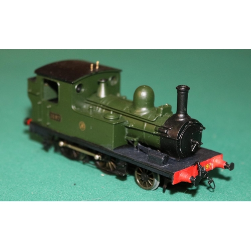 66 - A OO gauge 2-rail electric brass kit built GWR 2-4-0 tank locomotive, RN 1197. Sharp-Stewart design ... 