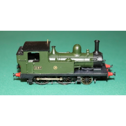 66 - A OO gauge 2-rail electric brass kit built GWR 2-4-0 tank locomotive, RN 1197. Sharp-Stewart design ... 