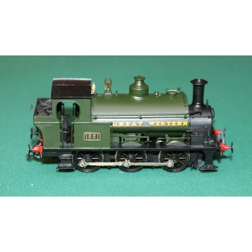 67 - A OO gauge 2-rail electric brass kit built GWR 0-6-0 saddle tank locomotive, RN 1331. A Fox Walker &... 