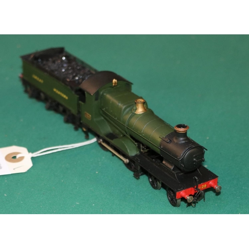 69 - A OO gauge 2-rail electric brass kit built GWR 4-4-0 Bulldog Class tender locomotive, RN 1120. In un... 