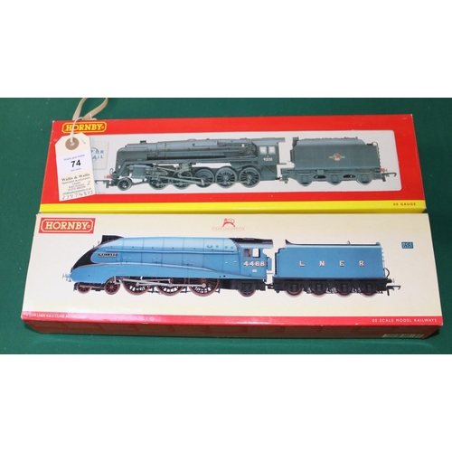 74 - 2 Hornby Hobbies OO tender locomotives. A BR Class 9F 2-10-0, RN 92151 (R.2200A) in weathered unline... 