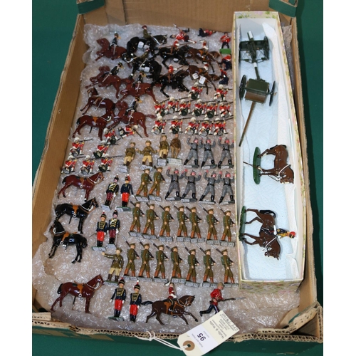 95 - Quantity of modern issue metal soldiers, by Britains and other manufacturers. Includes Britains gun ... 