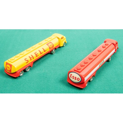 244 - 2 Scarce Lego HO scale Fuel tankers on Mercedes cabs. Dating from the 1960s. No.649 Yellow & red ( S... 