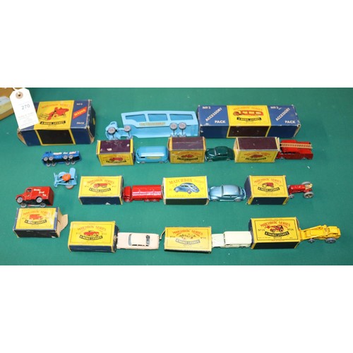 270 - 14 Matchbox Series. An Accessory Pack No.2 Bedford Car Transporter. Major Pack No.5 Combine Harveste... 