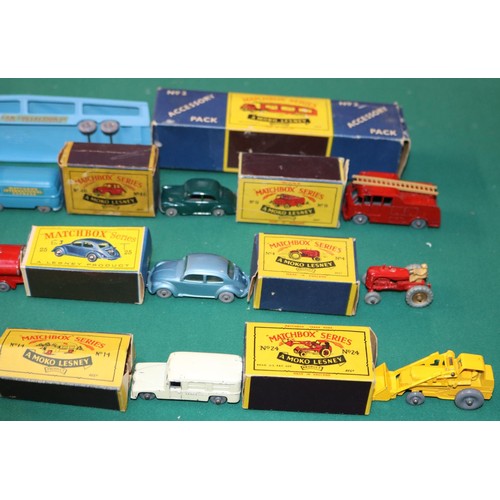 270 - 14 Matchbox Series. An Accessory Pack No.2 Bedford Car Transporter. Major Pack No.5 Combine Harveste... 