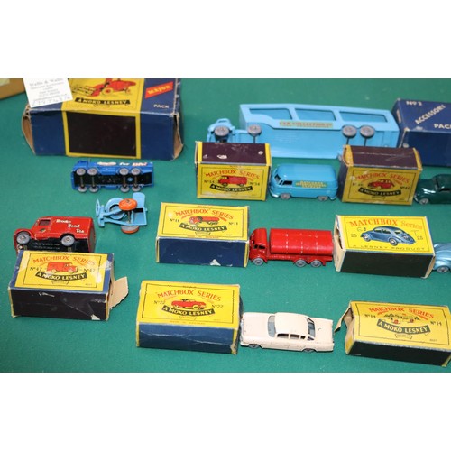 270 - 14 Matchbox Series. An Accessory Pack No.2 Bedford Car Transporter. Major Pack No.5 Combine Harveste... 