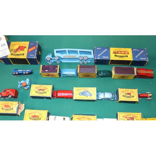 270 - 14 Matchbox Series. An Accessory Pack No.2 Bedford Car Transporter. Major Pack No.5 Combine Harveste... 