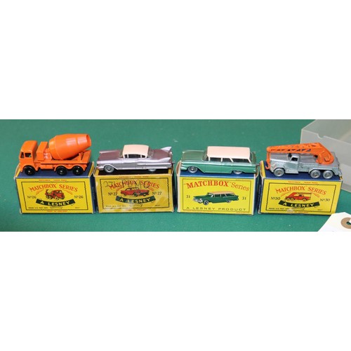 275 - 4 Matchbox Series. No.26 Foden Cement Lorry, BPW. No.27 Cadillac Sixty Special, SPW, with maroon bas... 