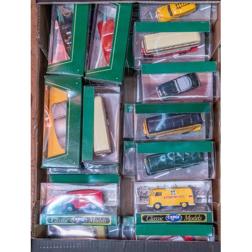 281 - 26 Corgi Classic Vehicles. Morris J Post Office van, 4x AEC Bus, including 2 Brighton & Hove. 2x Aus... 