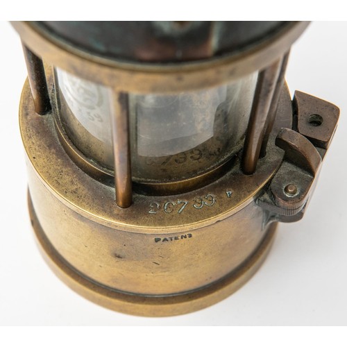 21 - An miner's old brass lamp, 