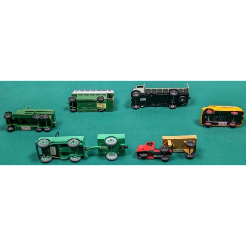 295 - 6 Dinky Toys. Guy flatbed with tailboard. In light grey with black chassis and wheels. Land Rover in... 