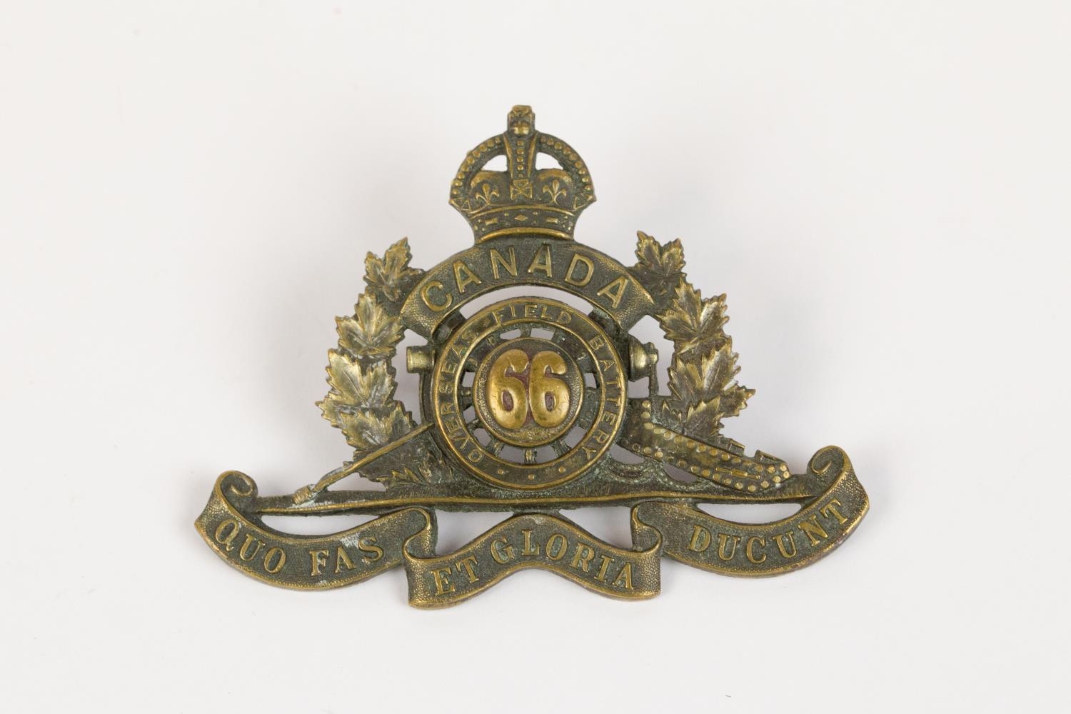 WWI CEF cap badge of the 66th Overseas Field Battery Canadian Field ...