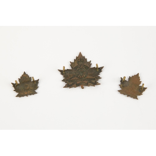 171 - A WWI CEF cap badge of the 3rd Siege Battery Canadian Heavy Artillery, and a pair of matching collar... 