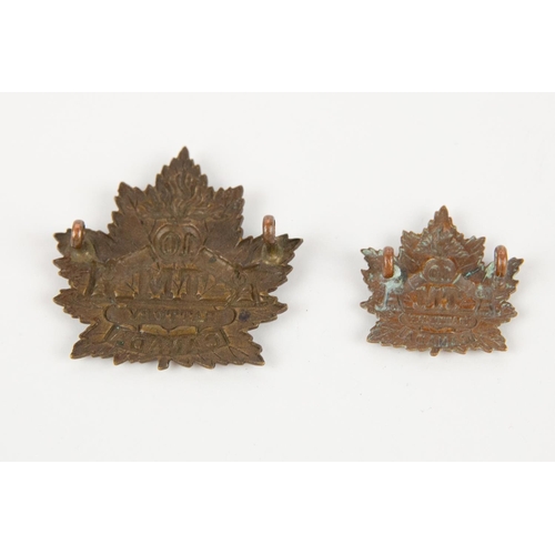 176 - A WWI CEF cap badge of the 10th Trench Mortar Battery, and a matching single collar badge. GC (2) £3... 