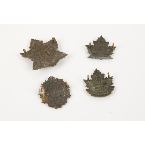 186 - 4 WWI CEF Infantry cap badges: 192nd by Black & Co, 193rd, 194th and 195th by Lees (one lug replaced... 